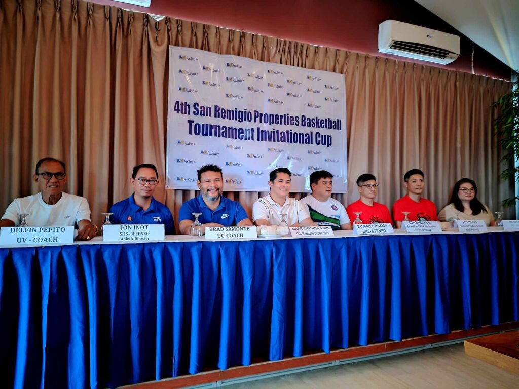 The coaches of the participating teams and organizers of the 4th San Remigio Properties Inc. Invitational basketball tournament during the press conference. | By Glendale Rosal