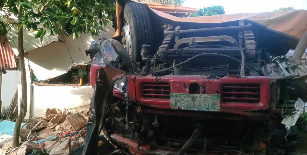 This is the front of the truck which fell off a ravine in Tabogon town in northern Cebu on July 30. | Paul Lauro