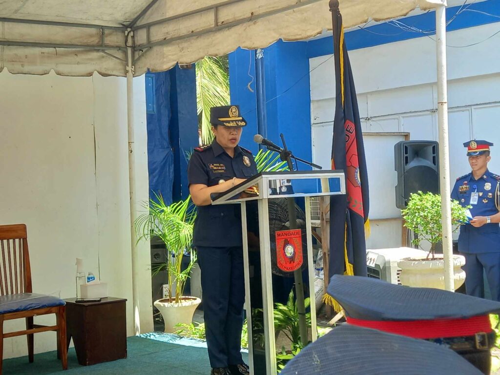 Police Colonel Maribel Getigan, the new MCPO director, during the turnover of command on Friday, August 25, 2023.
