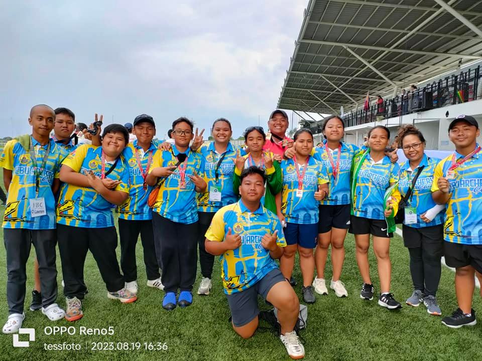 The Cebu City Don Carlos A. Gothong Memorial National High School archery team pose for a group photo during the ASEAN Archery Youth Championships 2023. | Contributed Photo
