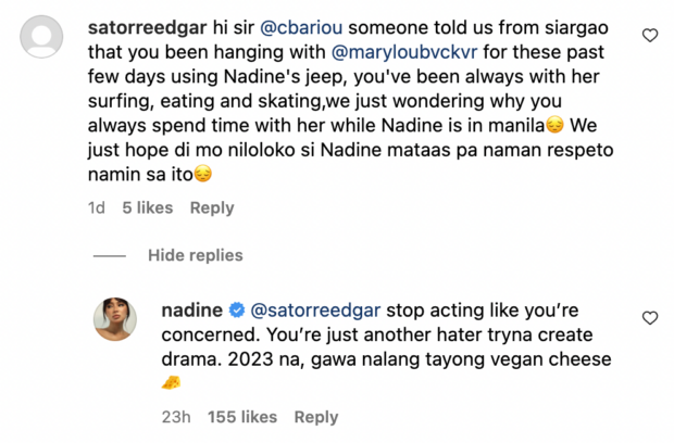 Nadine Lustre reaction to comments