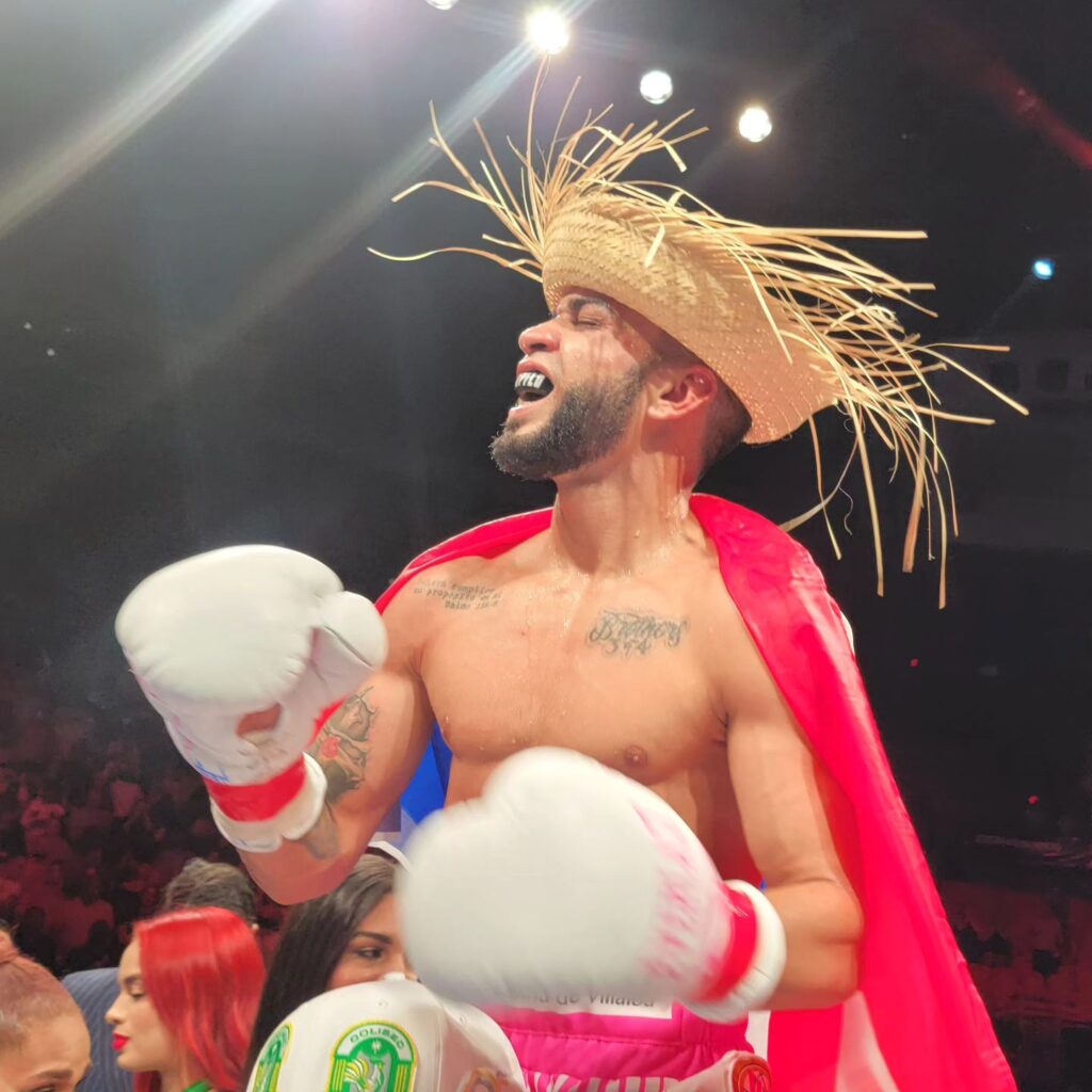 Oscar Collazo celebrates after defending his world title against Garen Diagan in Puerto Rico. | Photo from Miguel Cotto Promotions Facebook page
