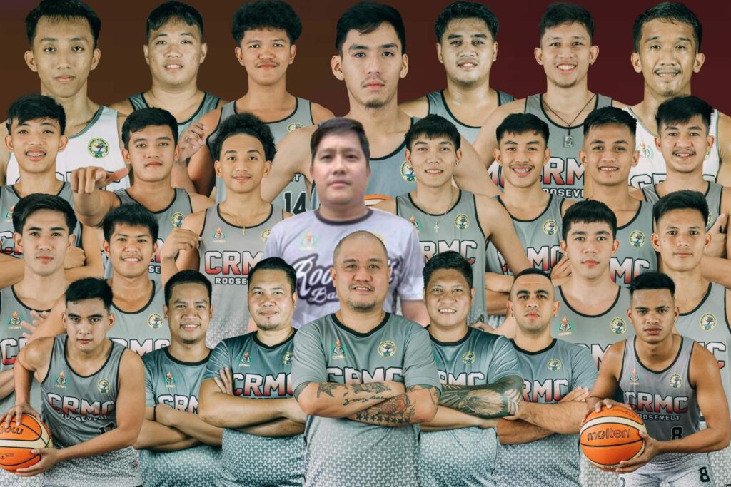 Members of CRMC Mustangs men's basketball team and its coaching staff.