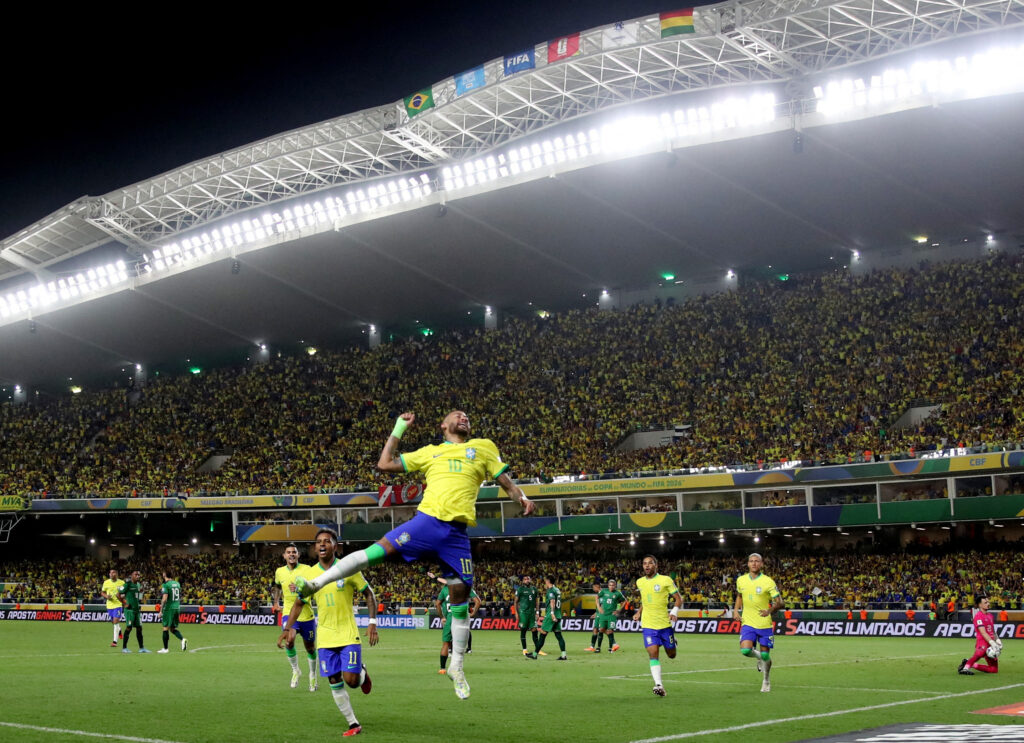 Neymar breaks Pele’s Brazil goal-scoring record in 5-1 win in South American World Cup qualifying.