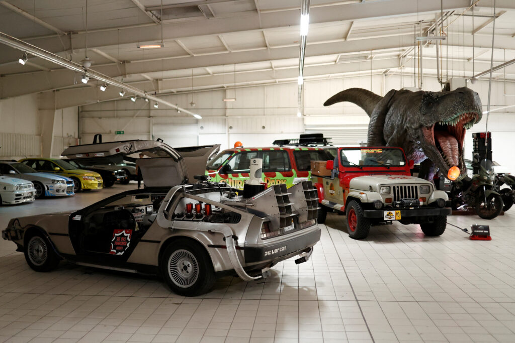 A view shows a DeLorean DMC-12 replica as featured in Back to the Future movie among legendary vehicles and car replicas from the world of cinema and television displayed at the Pop Central museum in Etrechy, near Paris, France, September 17, 2023. REUTERS/Noemie Olive