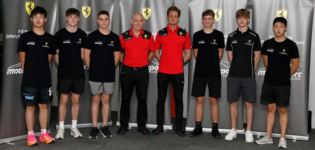 William John Riley Go (rightmost) joins fellow finalists of the Ferrari Driver Academy (FDA) Asia Pacific and Oceania Selection Program. | Photo from Motorsport Australia's website