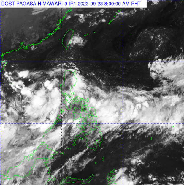 Two low pressure areas and southwest monsoon will bring rains in the country. (Satellite image from Pagasa)