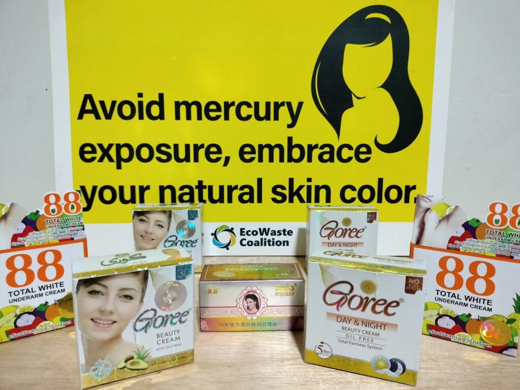 Samples of the banned skin lighting products that contain mercury, according to a report from EcoWaste Coalition.