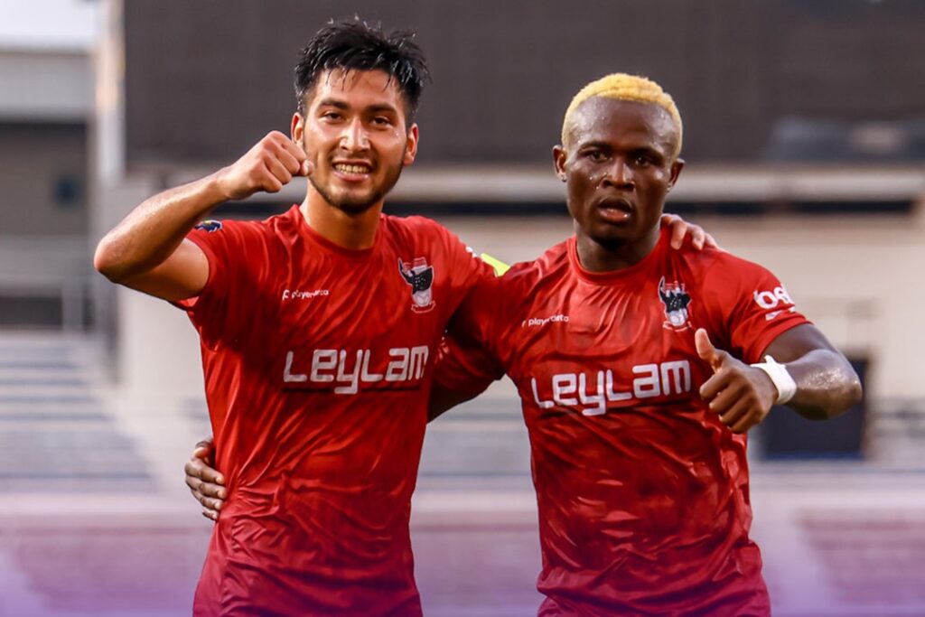 CEBU FC gets back winning ways after 1-8 loss to Aussie team. Arda Cinkir (left) and Marius Kore (right) of Cebu Football Club pose for a photo after scoring a goal in their Copa Paulino Alcantara match versus Mendiola FC. | Photo from the PFL.