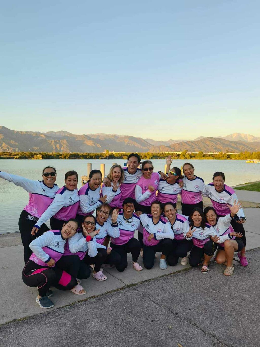 The Cebu Pink Paddlers dragon boat team take time for a group photo during the  Santa Fe Dam Dragon Boat Festival 2023 in Irwindale, California, United States. | Contributed photo