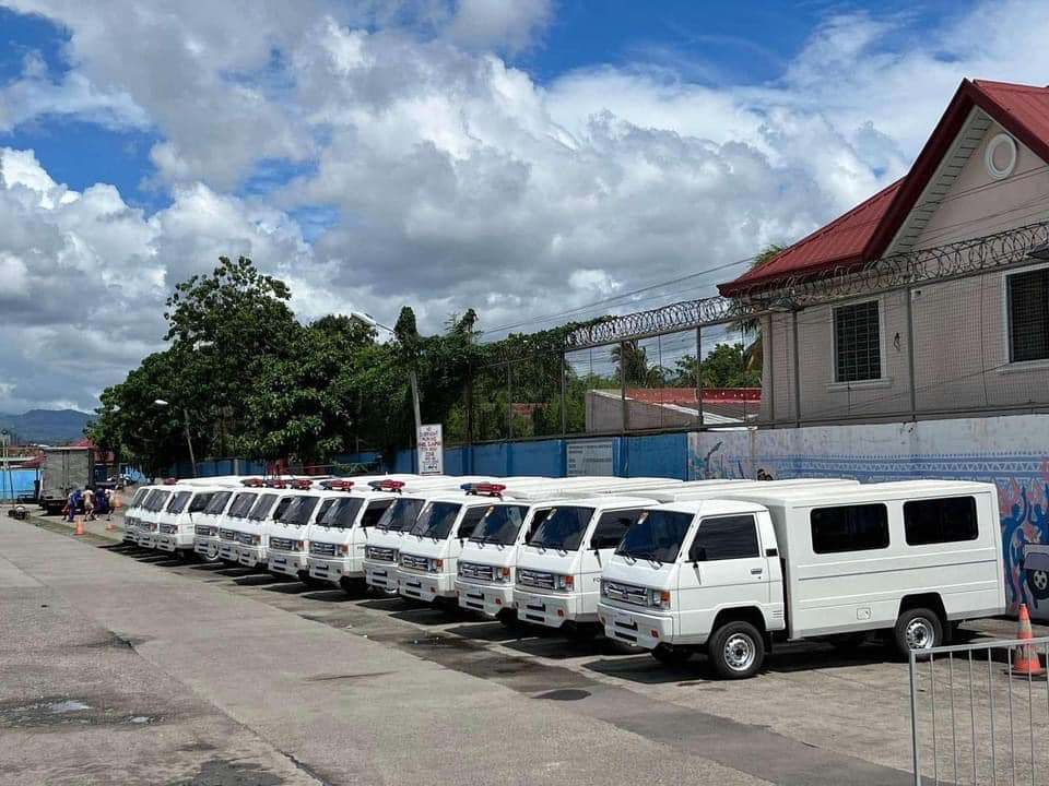 These are the 14 multipurpose vehicles worth P15 million that are turned over by Senator Bong Go to the Lapu-Lapu City government. | Contributed photo via Futch Anthony Inso