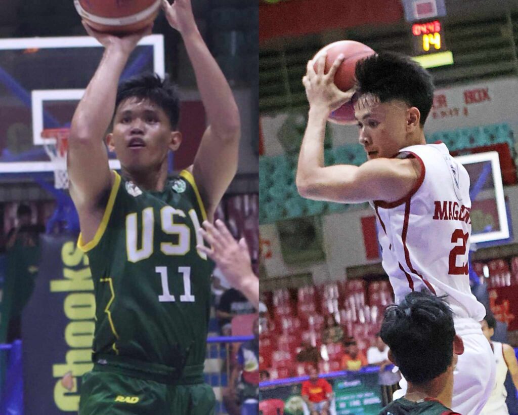 Warriors, Cobras clash in Cesafi men's basketball on Thursday. In photo are James Gica (left) of USC and Kyle Maglinte (right) of the SWU-Phinma. | Photos from Sugbuanong Kodaker