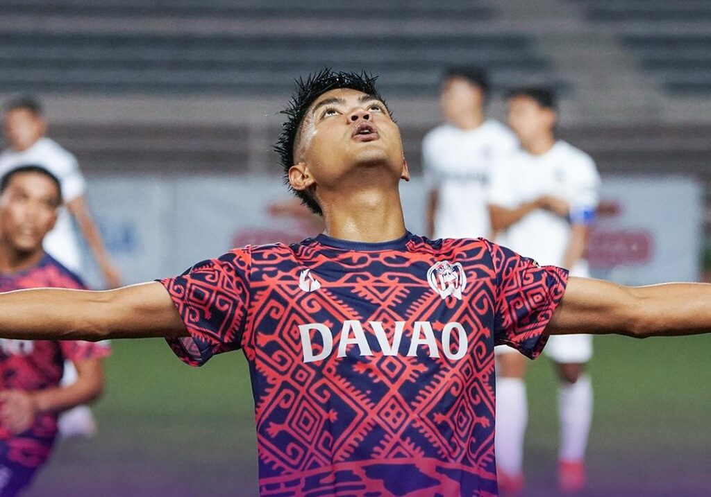 Davao's Troy Limbo celebrates after scoring a goal against Cebu FC in the Copa Paulino Alcantara. | Photo from the PFL.