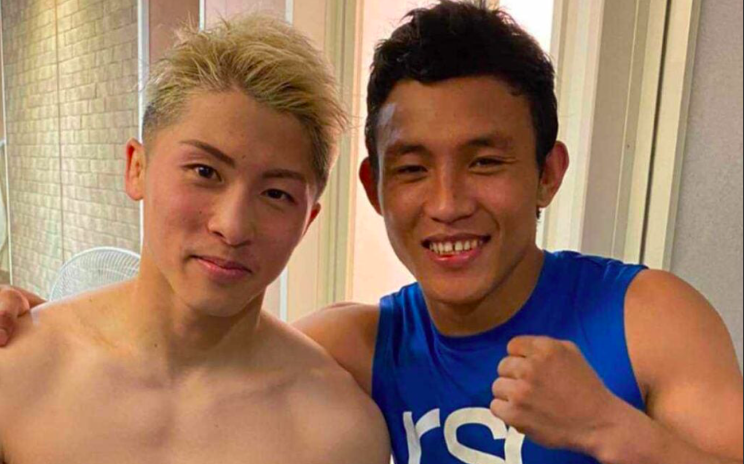 Cataraja of Cebu to defend OPBF title against Raquinel in Japan. In photo are Kevin Jake Cataraja (right) and Japanese boxing superstar Naoya Inoue. | Photo from Cataraja's Facebook