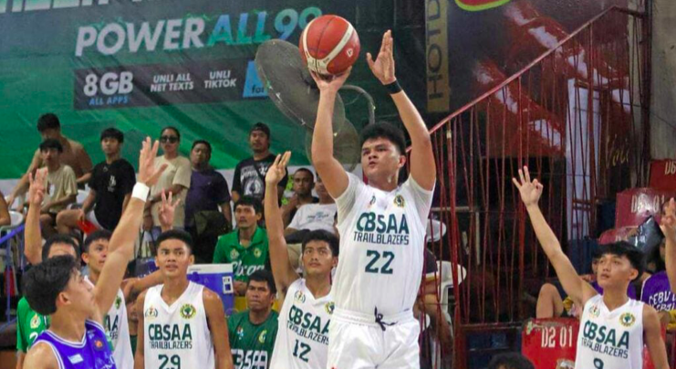 A City of Bogo Science and Arts Academy (CBSAA) Trailblazers player attempts a jump shot during one of its Cesafi games. | Sugbuanong Kodaker