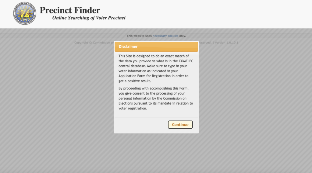 Online precinct finder | Data privacy notice