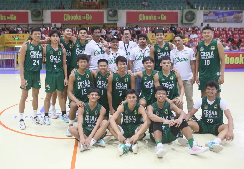 CBSAA Trailblazers players and coaching staff pose for a photo after their game in the Cesafi high school on Saturday, Nov. 4, 2023.