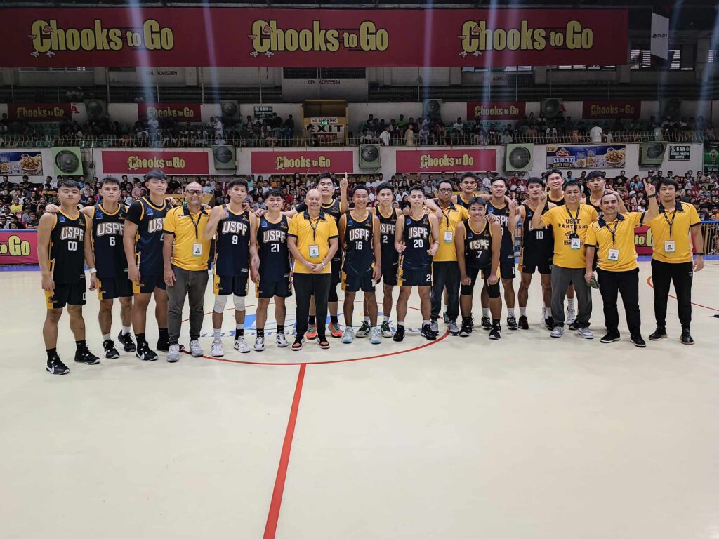 USPF Panthers players and coaching staff pose for a photos at the center court after their game in the Cesafi on Saturday, November 11, 2023.