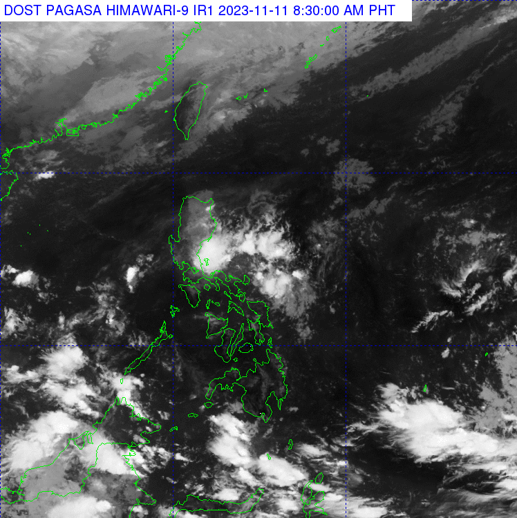 Easterlies continue to bring warm weather in PH - Pagasa. The Philippine Atmospheric, Geophysical and Astronomical Services Administration says there is a low pressure area outside the Philippine area of responsibility, but it has no direct effect on the country on Saturday, November 11, 2023. Satellite image of the Philippines from Pagasa. 