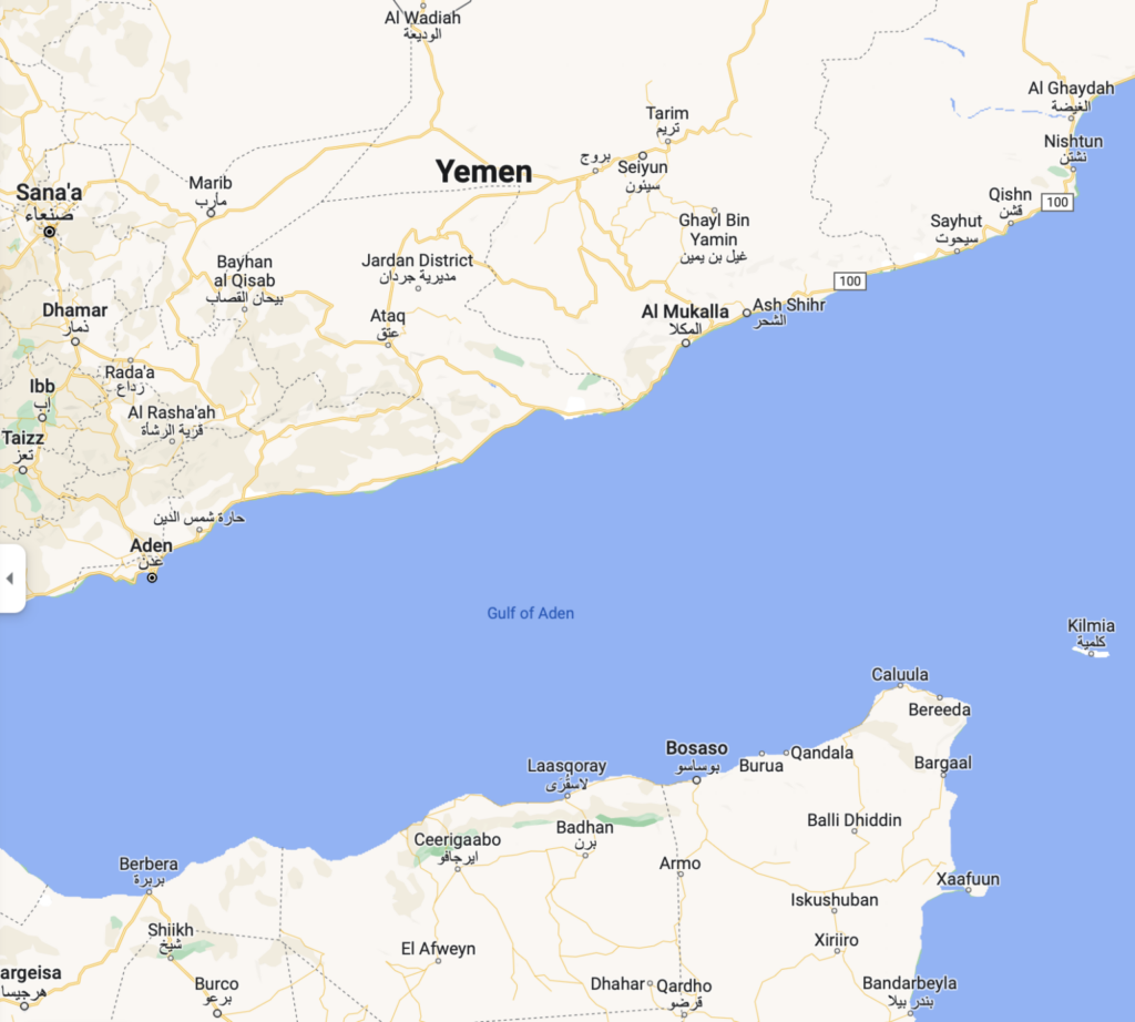 Hijack attempt of tanker foiled, 2 Filipino crewmen safe. Photo is map showing Gulf of Aden.