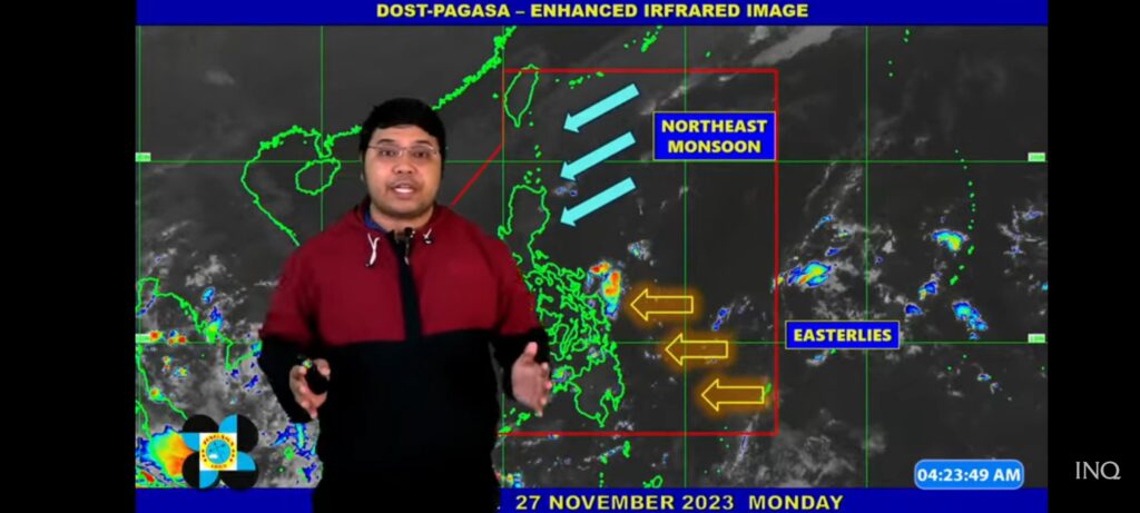 A weather forecaster delivering a report 