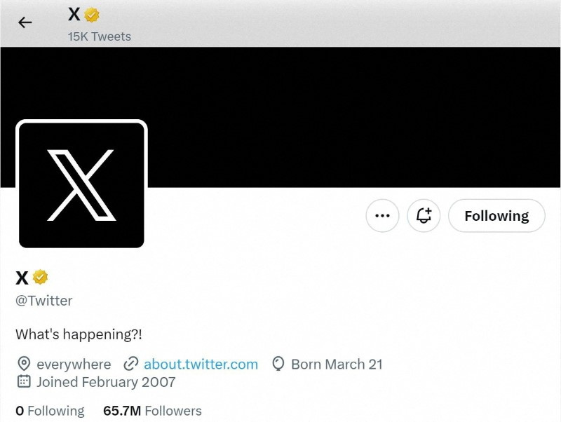 X, formerly twitter, a social media platform is down globally. A screen capture of Twitter's official page with an "X" on the profile image is seen on July 23, 2023 in this screengrab obtained from a social media website. via REUTERS/File Photo