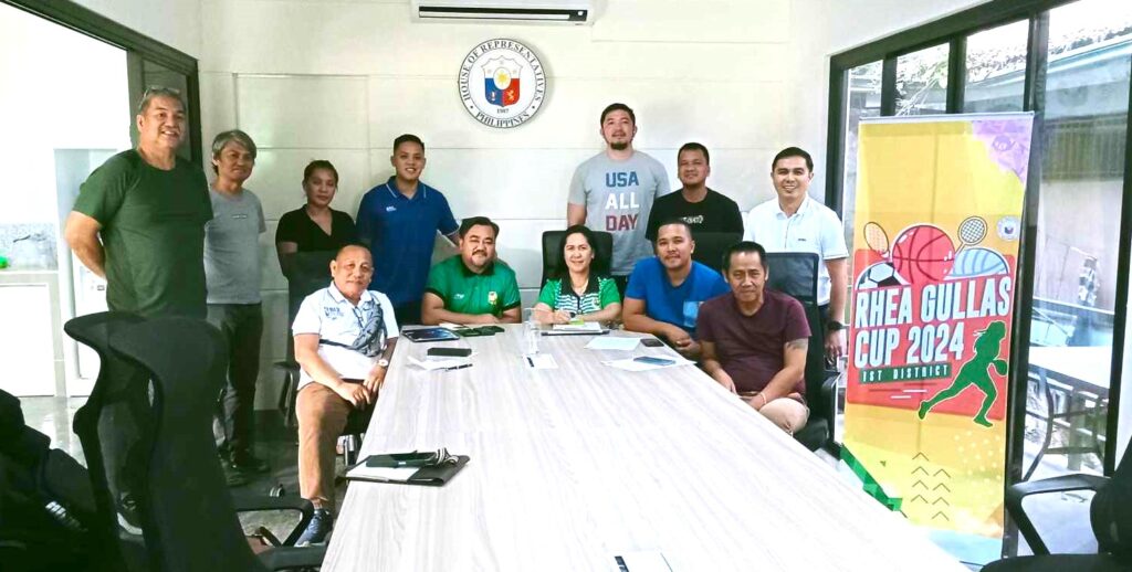 The organizers of the Cong. Rhea Gullas Cup 2024 Cebu First District Sports Tournament pose for a group photo during its launching on December 27, 2023, at the Visayas (UV)-Minglanilla Campus. | Contributed photo