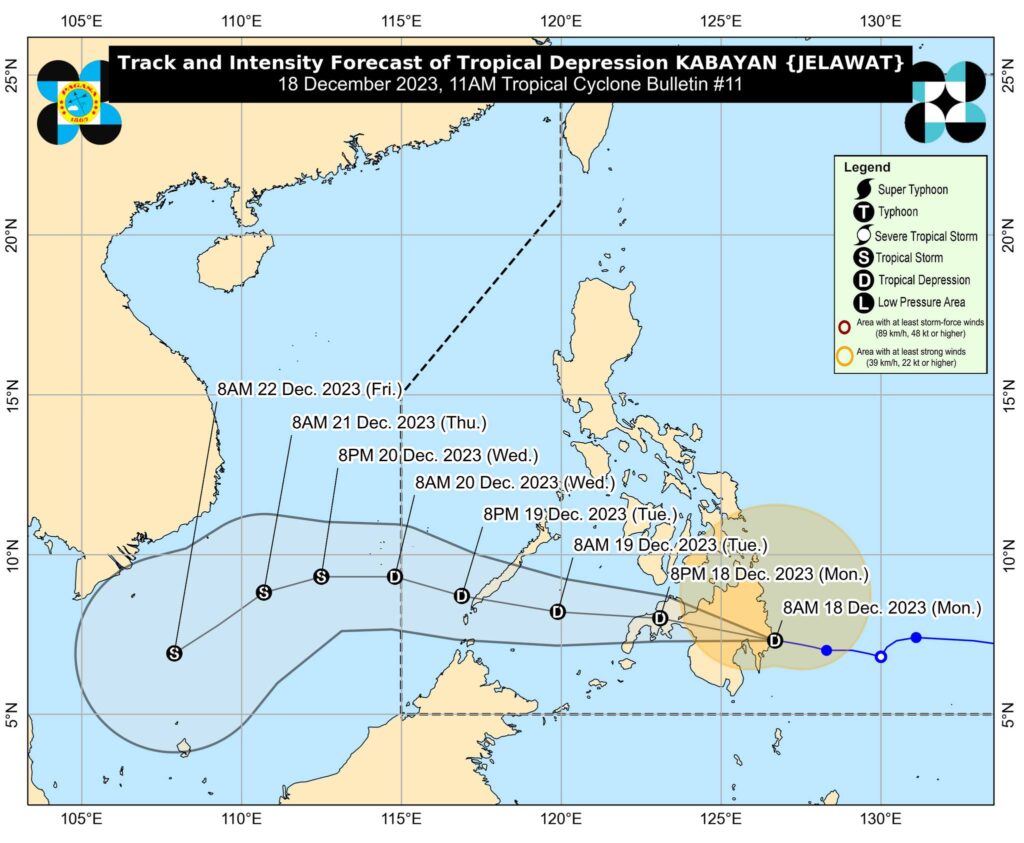 The track of Tropical Depression Kabayan.