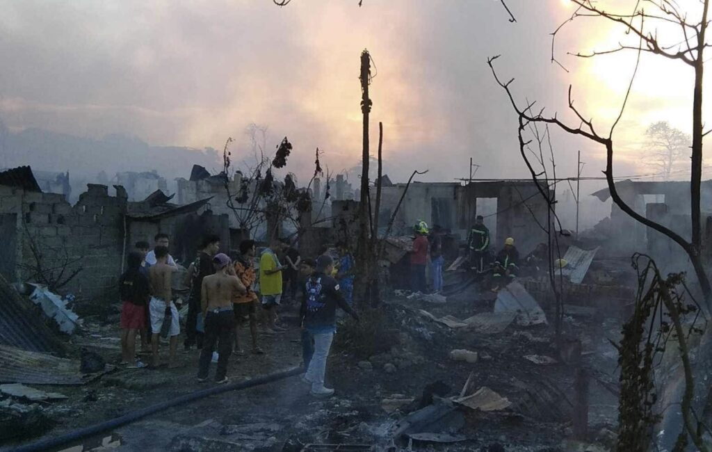 An aftermath of the fire that broke out in Sitio Sta. Maria, Barangay Pusok, Lapu-Lapu City on December 12, 2023.