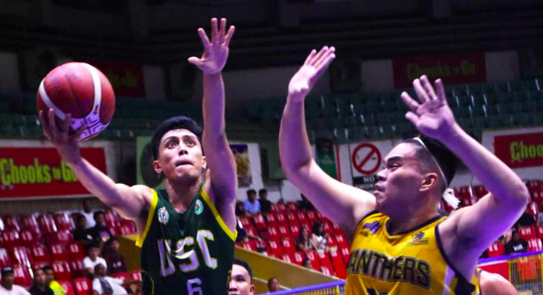 USC WINS CEsafi third place in men's basketball. USC's Yuriel Avila goes for a tough layup against USPF during their Cesafi men's basketball tournament Battle-for-Third. | Photo from Sugbuanong Kodaker