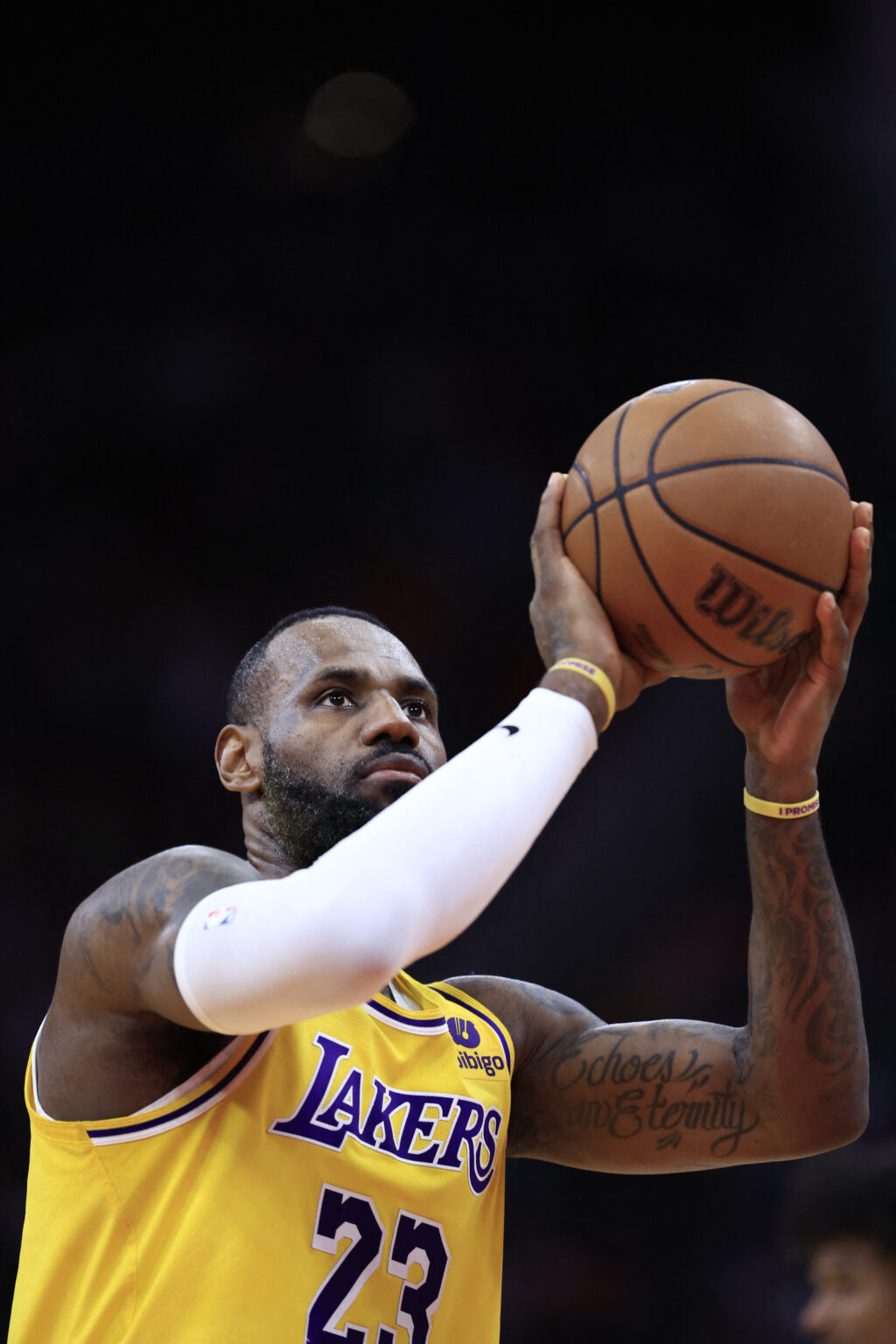 LeBron sets record with 20th career NBA All-Star Game spot. LeBron James #23 of the Los Angeles Lakers shoots a free throw against the Houston Rockets during the first half at Toyota Center on January 29, 2024 in Houston, Texas. | Carmen Mandato/Getty Images/AFP