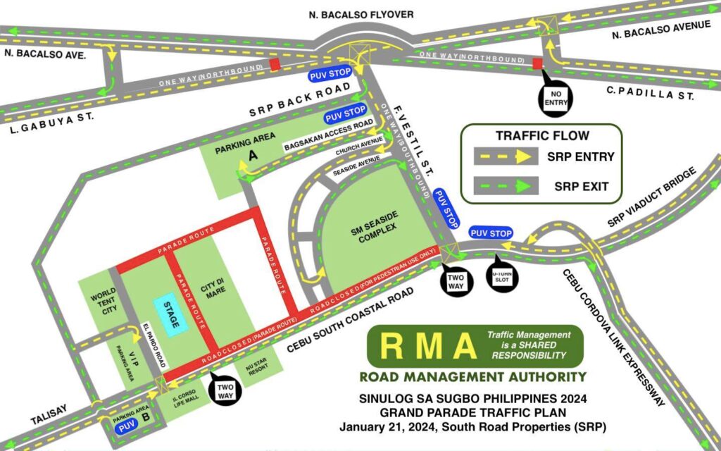 Sinulog 2024 grand parade traffic scheme