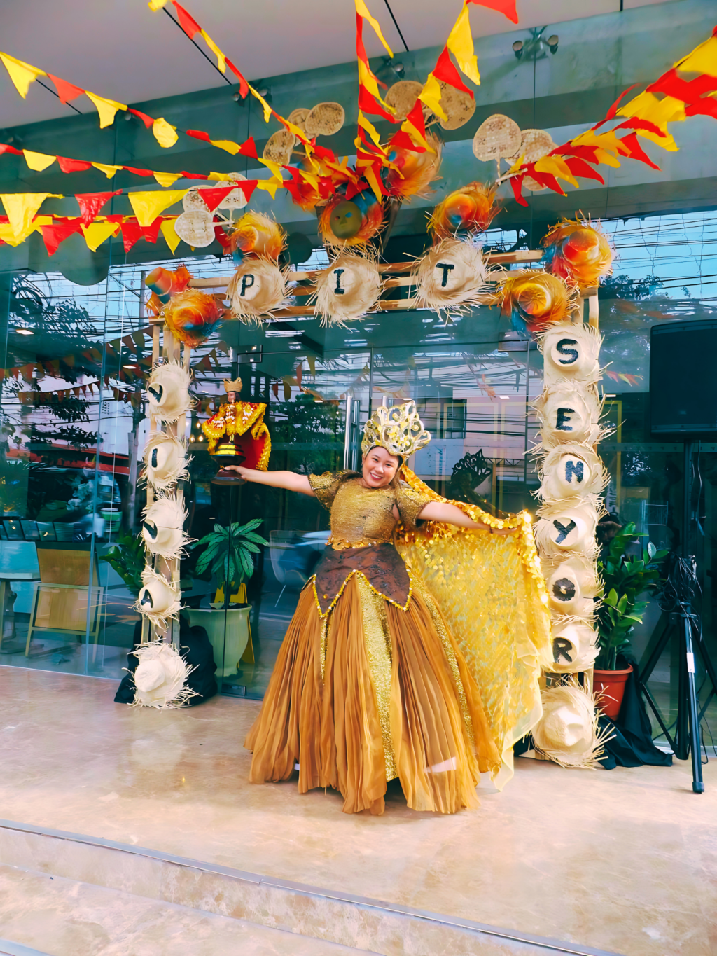 Sinulog-embellished entrance of Goldberry Suites and Hotel Cebu