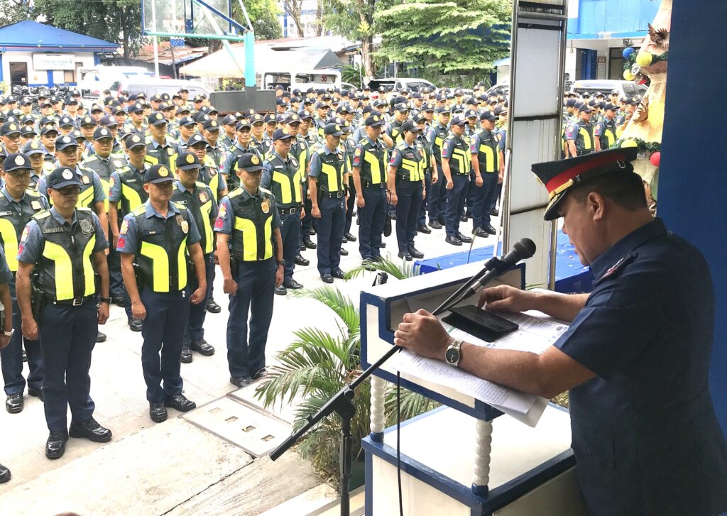 Sinulog Festival 2024: 442 more cops to secure Cebu's grand event. In photo is Police Colonel Ireneo B. Dalogdog, city director of the Cebu City Police Office (CCPO), reminding the 442 additional police personnel deployed for Sinulog 2024 to be diligent with their tasks to maintain peace and order. 