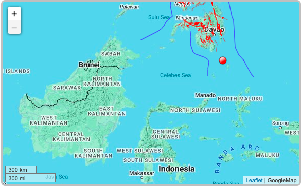 Earthquake of magnitude 6.7 hits off southern Philippines: USGS. Photo is a map from the Phivolcs showing where the earthquake struck. | Phivolcs