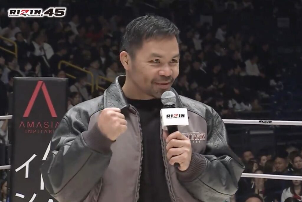Filipino boxing legend Manny Pacquiao during his appearance in the Rizin 45 event in Saitama, Japan.