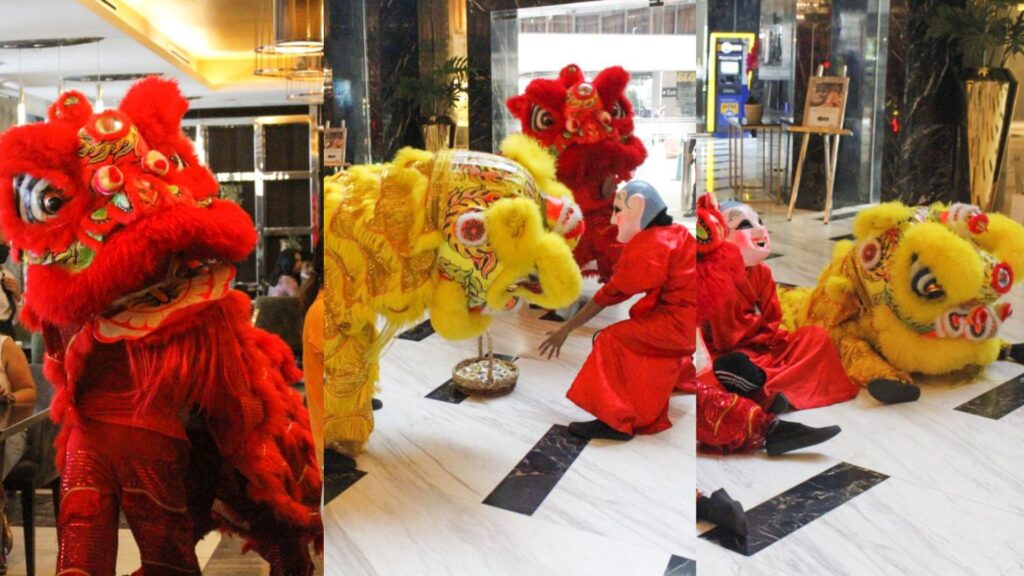 Traditional Lion and Dragon dance at bai Hotel Cebu