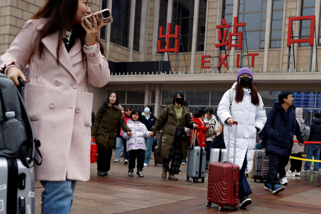 Travelers walking in Beijing