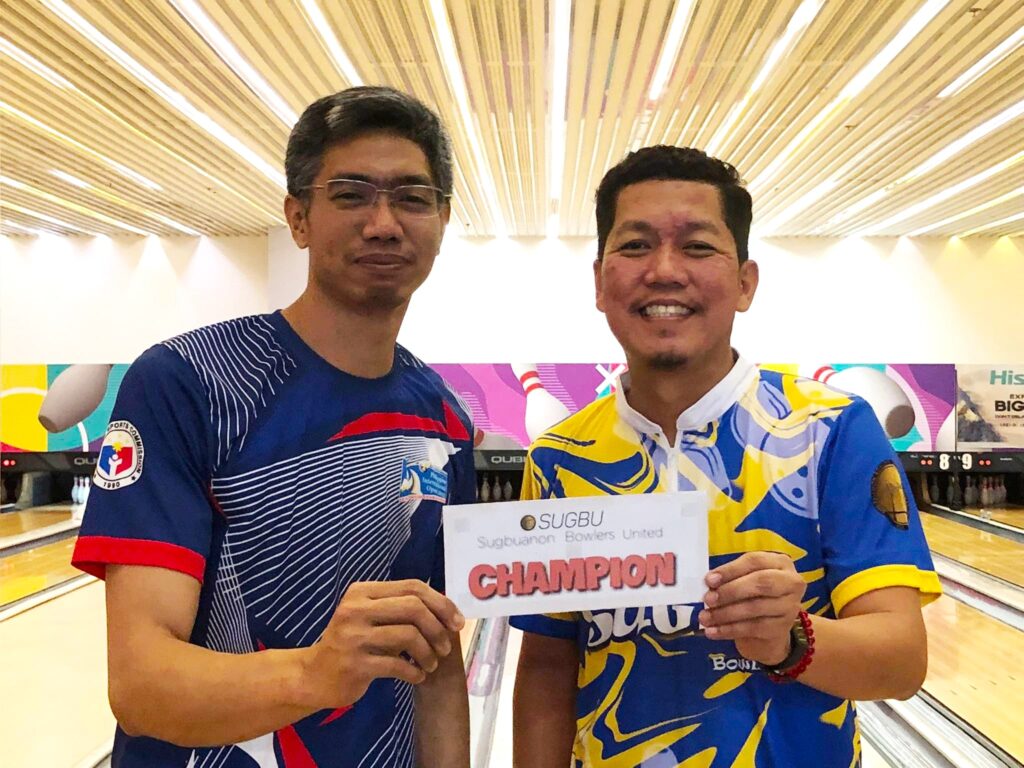 SUGBU doubles bowling tilt: Bolongan-Fines tandem rules competition. Luke Bolongan (left) and Mel Fines (right) pose for a photo during the awarding. | Contributed photo