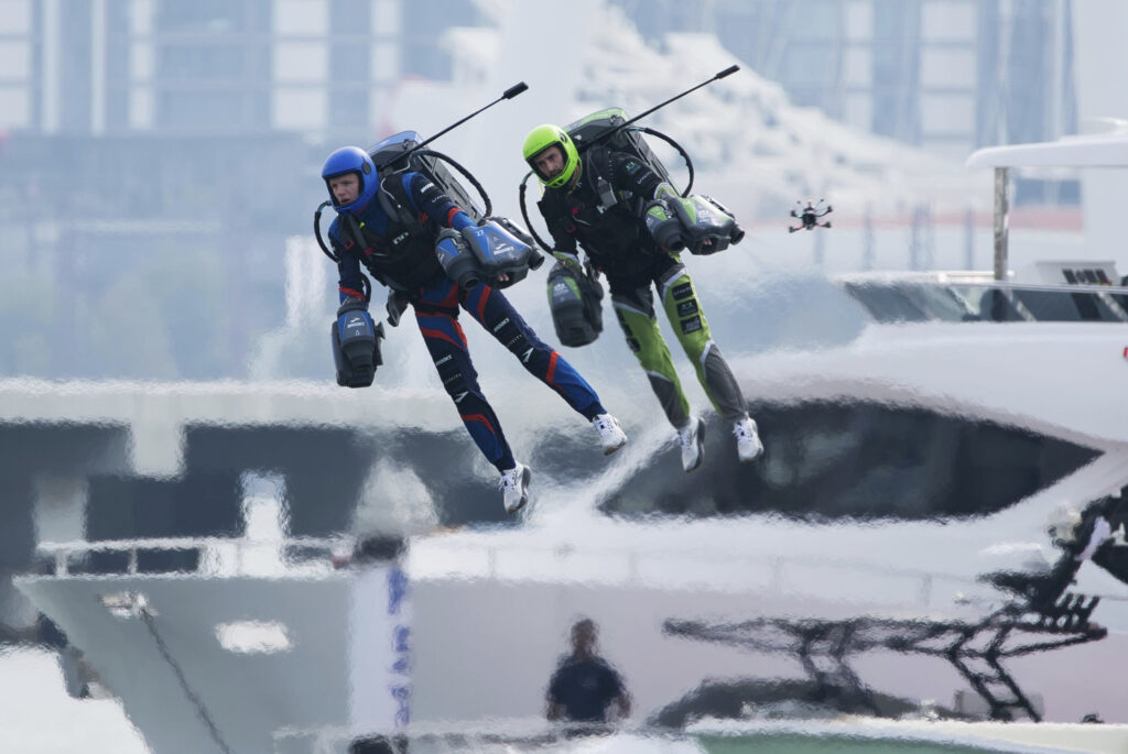 Iron Man pilots Dubai. 'Iron Man' pilots race in jet suits against a backdrop of Dubai skyscrapers. Jet suit pilots race in Dubai, United Arab Emirates, Wednesday, Feb. 28, 2024. Dubai on Wednesday hosted what it called its first-ever jet suit race. | AP Photo