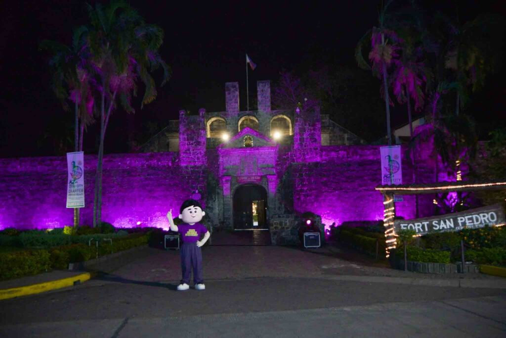 Facade of Cebu city's Fort San Pedro in Purple