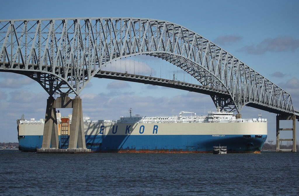 Collapsed Baltimore Bridge: US gives Maryland $60M to rebuild it. This is a file photo of the Francis Scott Key Bridge taken on March 9, 2018 in Baltimore, Maryland. The Baltimore bridge collapsed on March 26, after a cargo ship crashed into its support pylon bringing the bridge down. | AFP (FILE PHOTO)