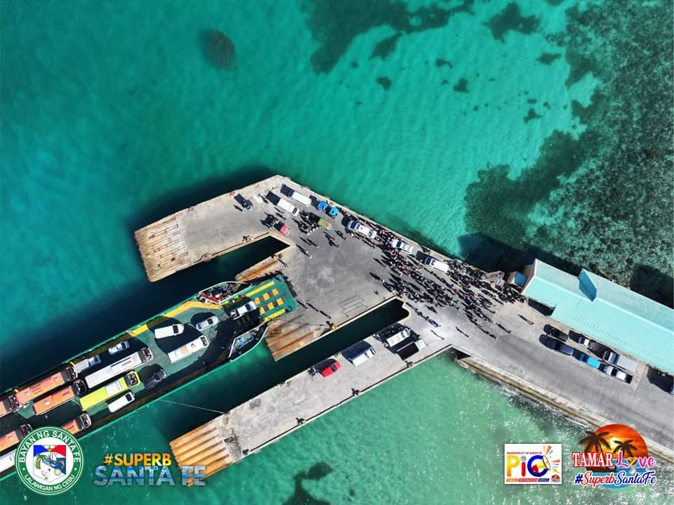 This aerial photo shows the port of Santa Fe town in Cebu's northernmost island of Bantayan.