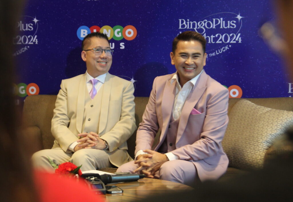 DigiPlus president Mr. Andy Tsui and AB Leisure president Jasper Vicencio during the BingoPlus Night 2024 press conference