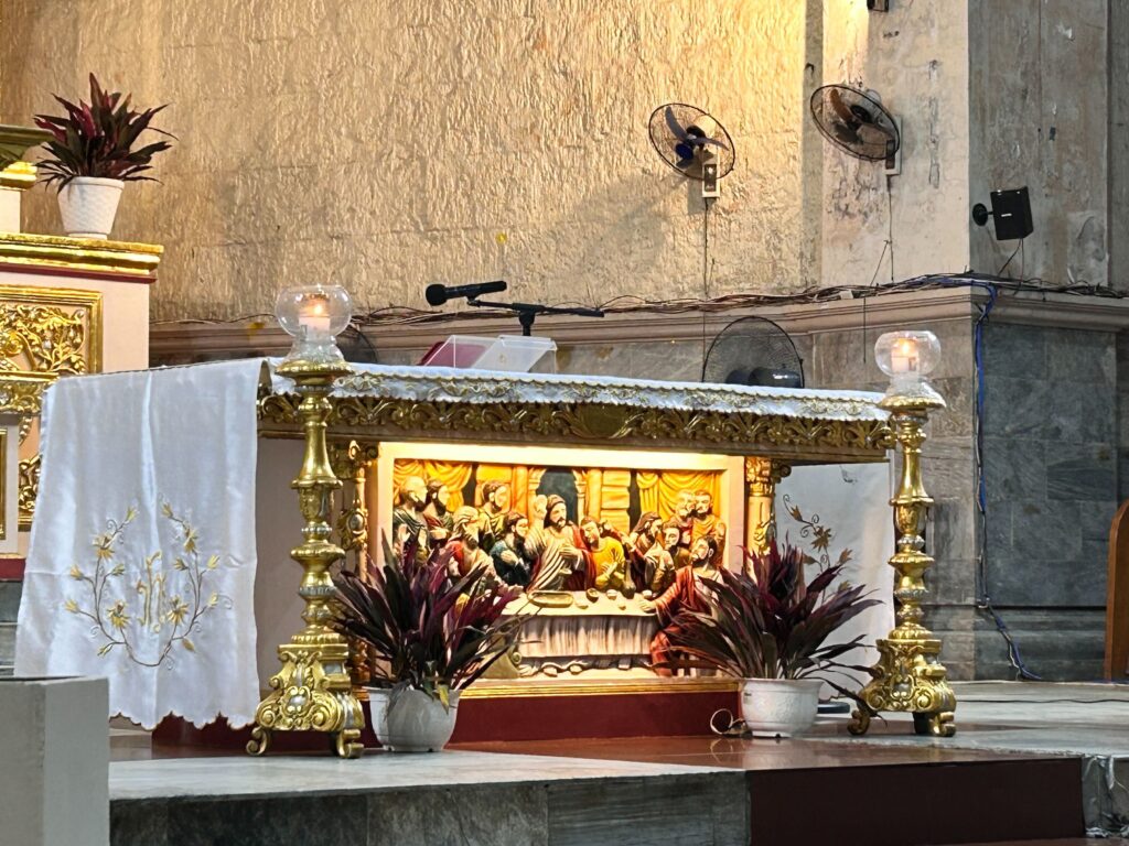 A closer look in the altar of the church which has an engraved image of That Last Supper. CDN Digital photo/Niña Mae Oliverio
