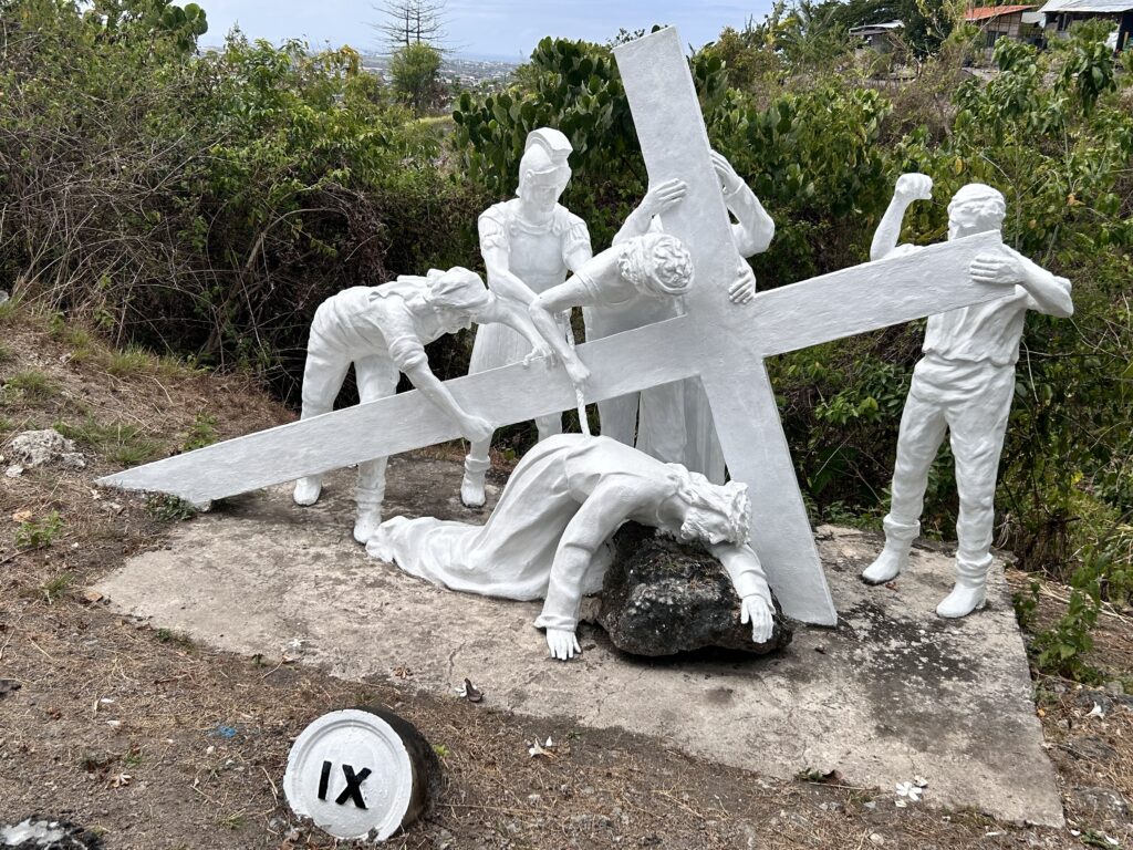 The passion of Christ is depicted in the Stations of the Cross in Good Shepherd.