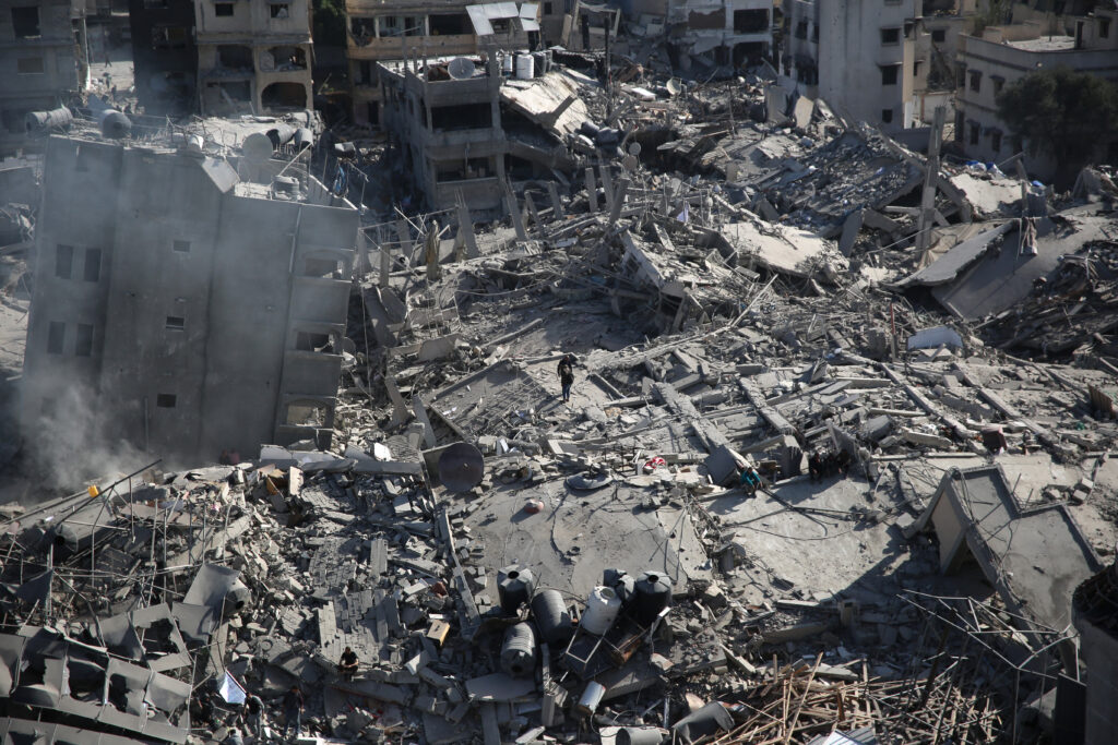 Gaza war: Palestinians inspect the damage in the area around Gaza's Al-Shifa hospital after the Israeli military withdrew on April 1, 2024, amid the ongoing battles Israel and the Hamas militant group. (Photo by AFP)