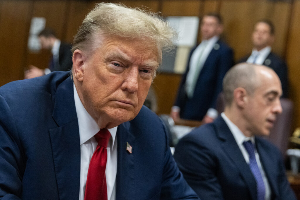 'Good morning Mr Trump': takeaways from the historic trial. Former US President Donald Trump looks on at Manhattan criminal court in New York, on Monday, April 15, 2024. Donald Trump is in court Monday as the first US ex-president ever to be criminally prosecuted, a seismic moment for the United States as the presumptive Republican nominee campaigns to re-take the White House. | Photo by JEENAH MOON / POOL / AFP