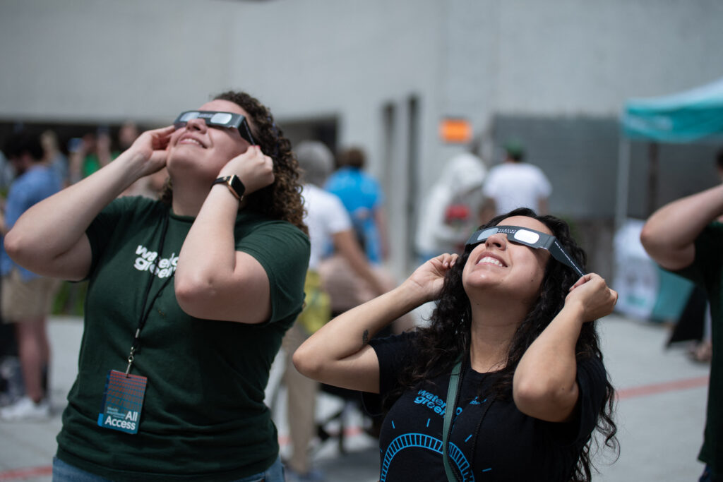 SOLAR ECLIPSE. People view the solar eclipse during Vampire Weekend's Total Solar Eclipse Show at Moody Amphitheater at Waterloo Park on April 08, 2024 in Austin, Texas. | AFP