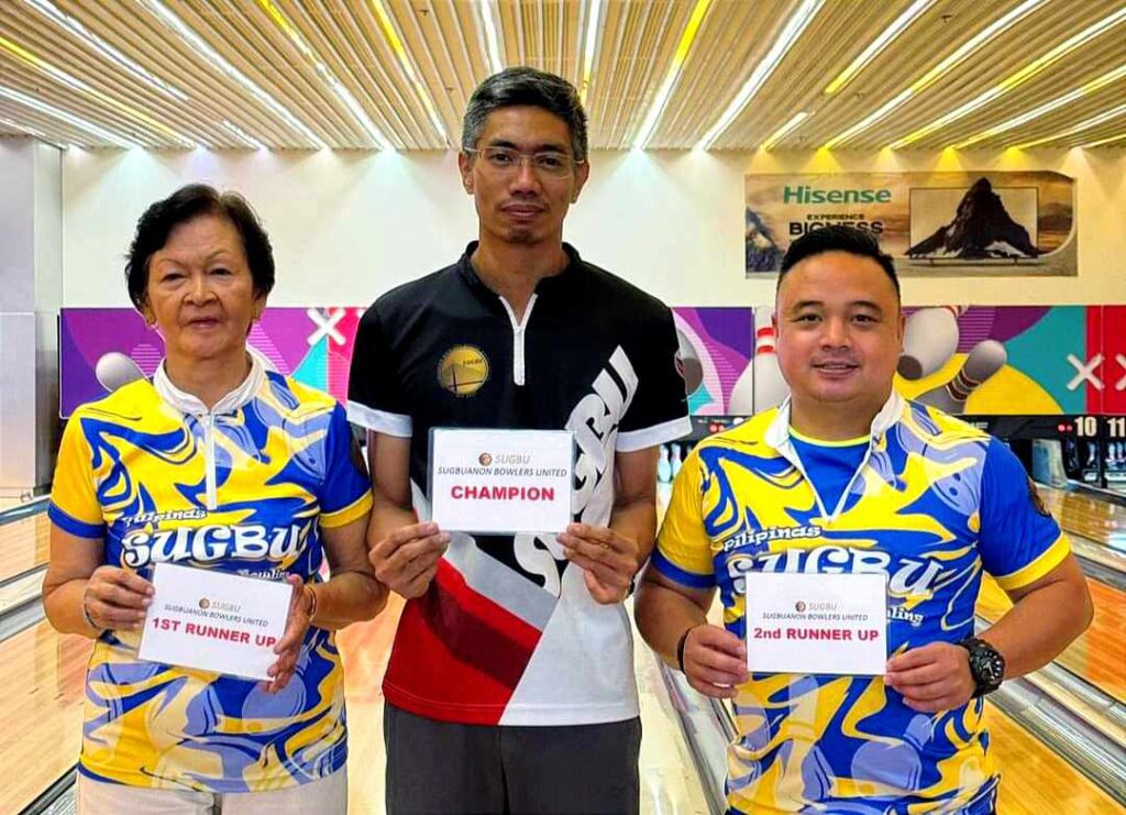 Bolongan captures another SUGBU monthly title . Dory Enoveso (from left), Luke Bolongan, and Jomar Jumapao. | Contributed photo
